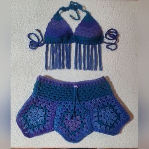 Handmade crochet skirt and top. Size large.